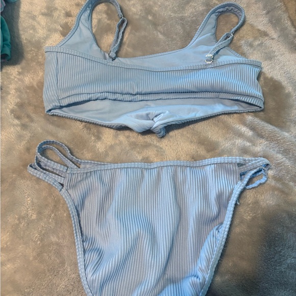 Light Blue Ribbed Bikini Set - Picture 2 of 3